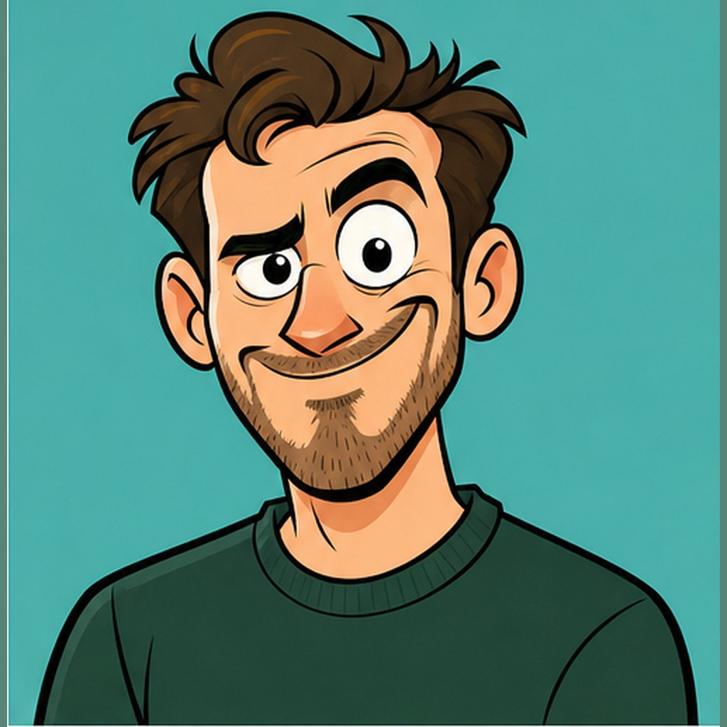 Flat Color Satirical Cartoon Avatar Prompt generated result example 3