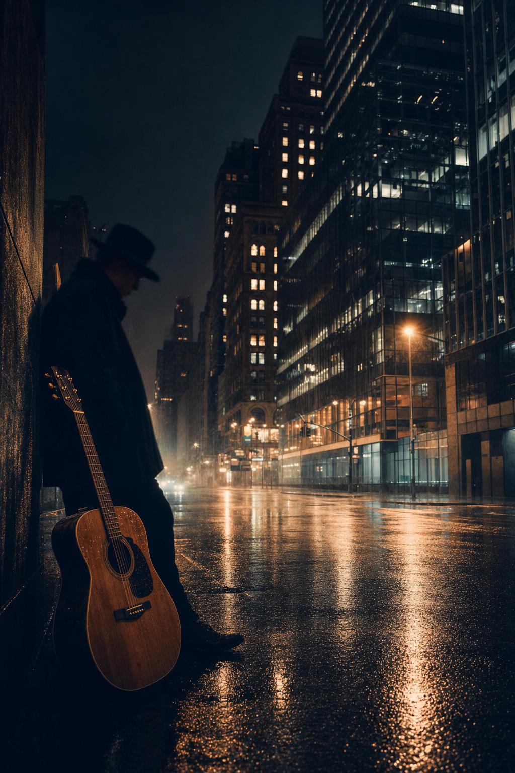 Rainy City Musician Selfie Prompt for ChatGPT Images generated result example 3