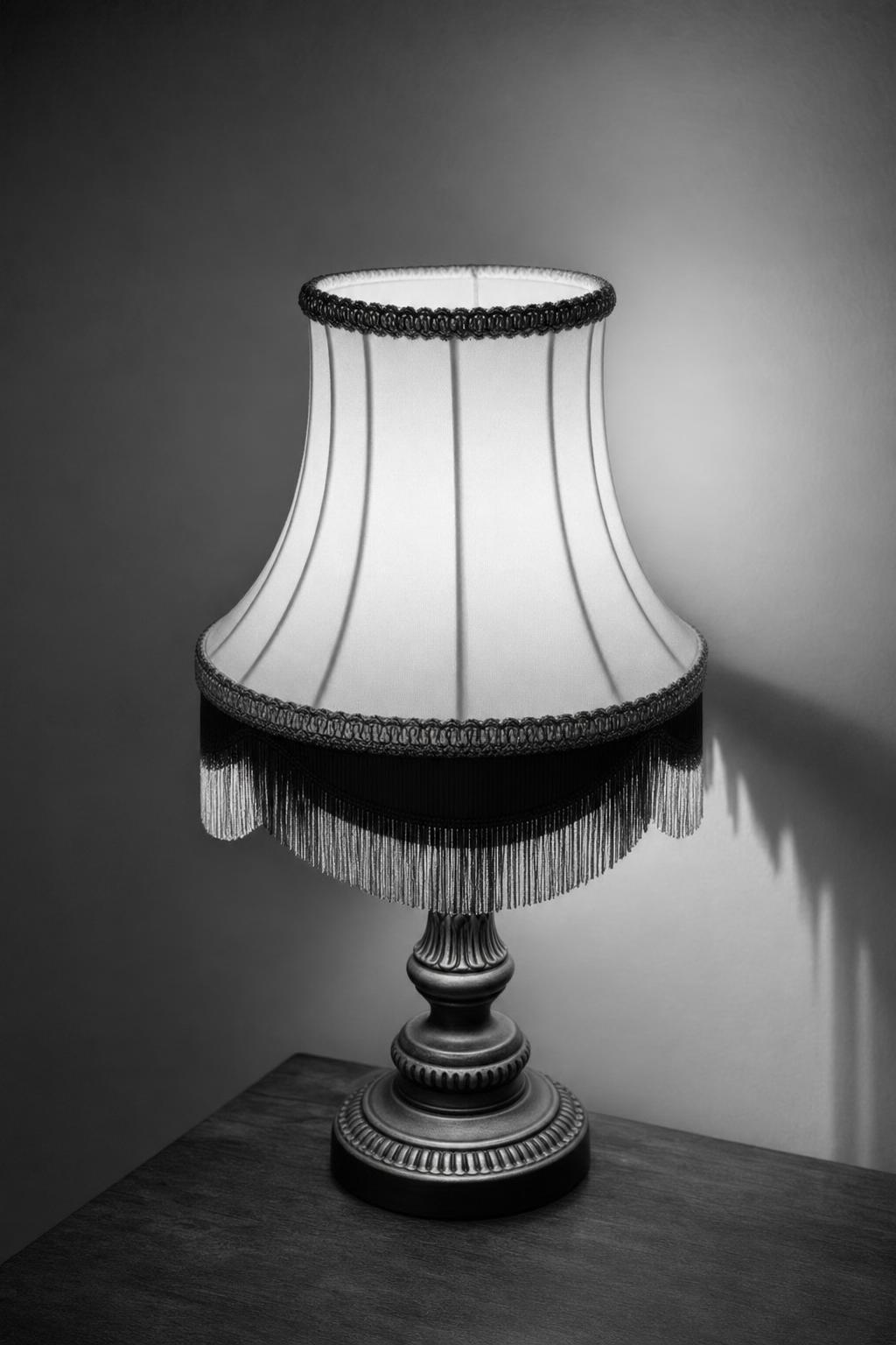 Black and White Vintage Lamp AI Selfie Prompt generated result example 2