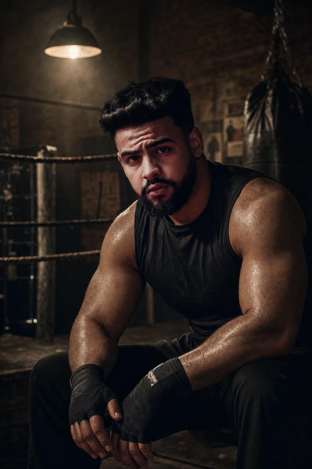 AI portrait result created with Underground Boxing Champion Portrait Prompt example 1