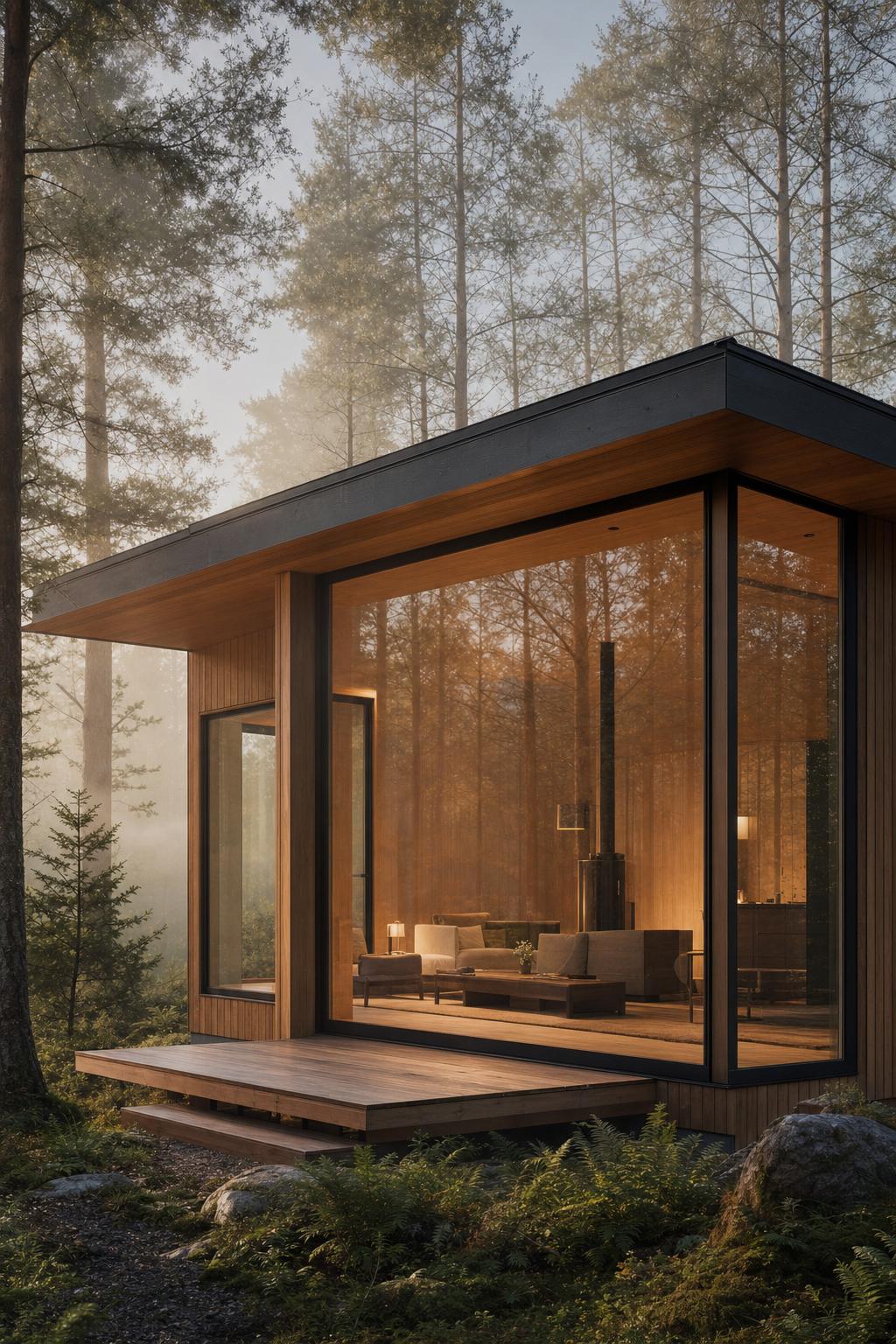 Misty Forest Cabin Adult Selfie Portrait ChatGPT Image Prompt Example 1 after result