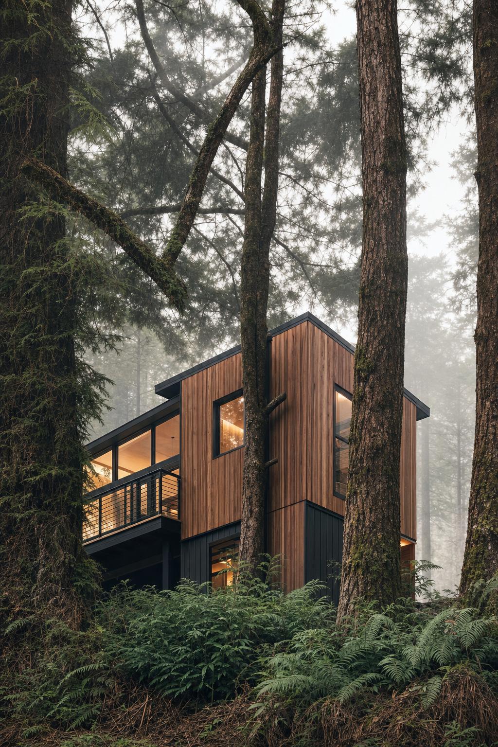 Misty Forest Cabin Adult Selfie Portrait ChatGPT Image Prompt generated result example 3