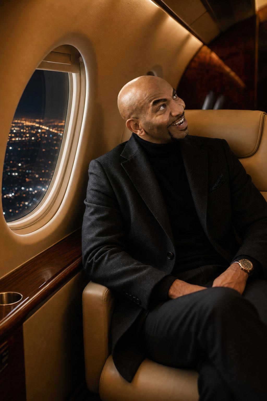 Private Jet Cinematic Portrait Prompt generated result example 2
