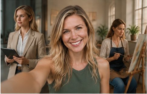 AI portrait result created with AI Parallel Lives Selfie Prompt example 1