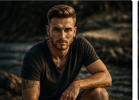 AI rugged masculine portrait result example 2