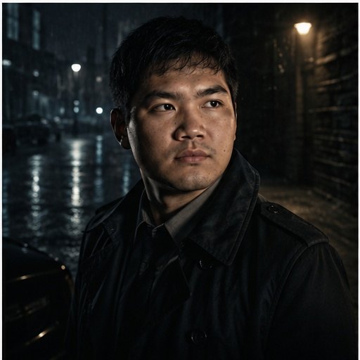 AI portrait result created with Cinematic Detective Character Portrait Prompt example 2