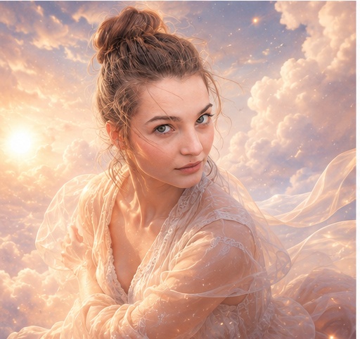 AI portrait result created with Dreamy Cloud Fantasy Portrait Prompt example 1