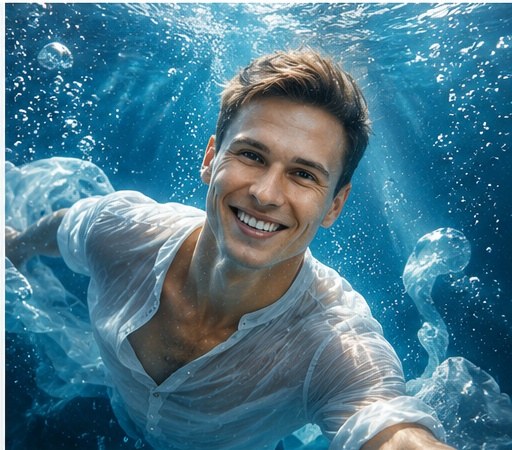 AI portrait result created with Dreamy Underwater Fashion Portrait Prompt example 3