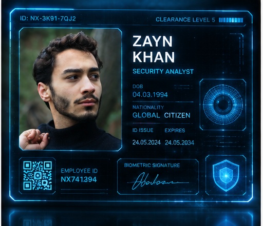 Generated hologram ID card result 2 for futuristic hologram ID card prompt