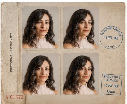 AI portrait result created with Realistic Vintage Passport Photo Set Prompt example 1