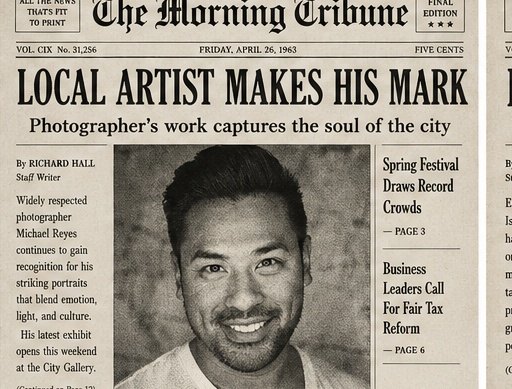 Vintage newspaper cover AI result example 2