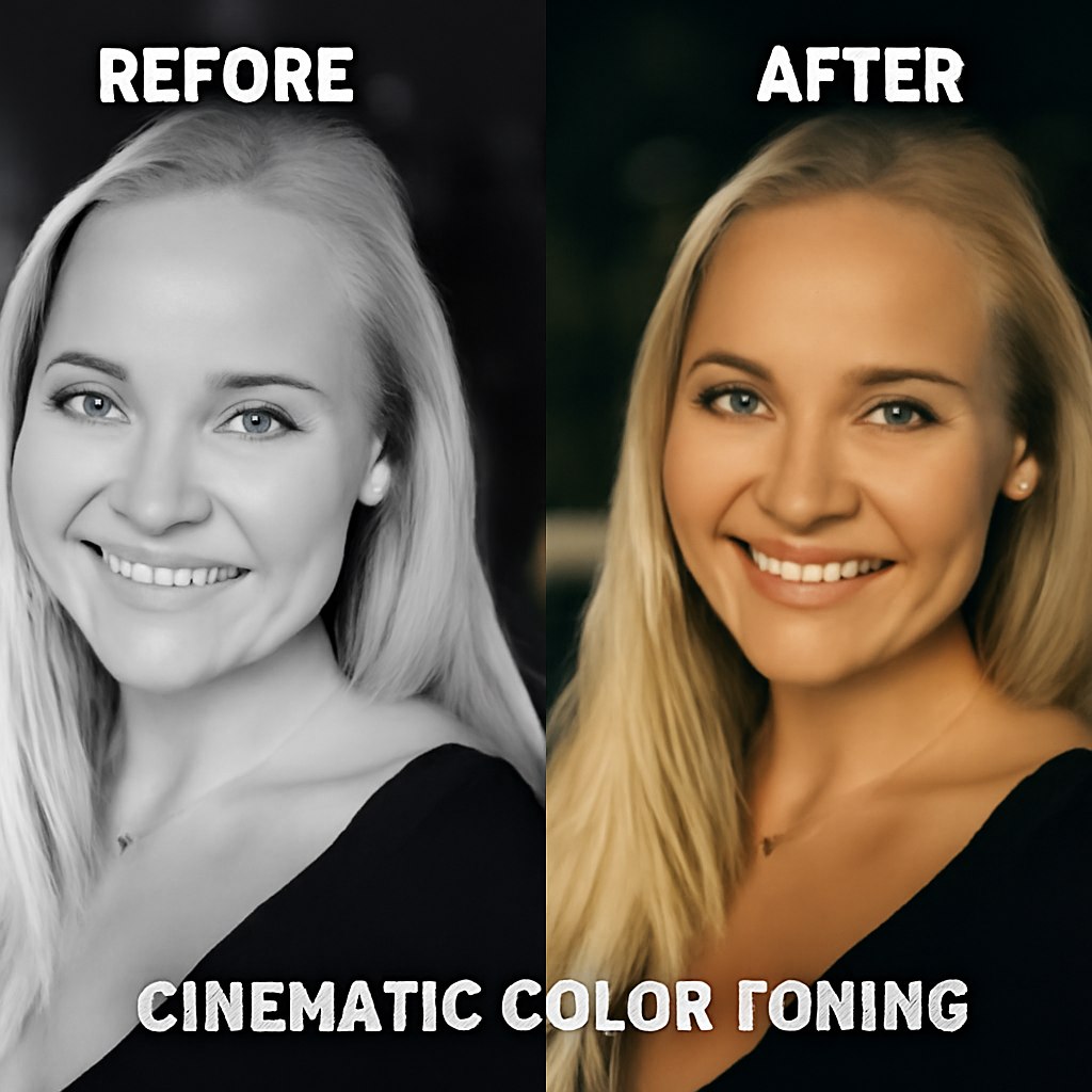 Cinematic Color Toning Prompt generated result example 1