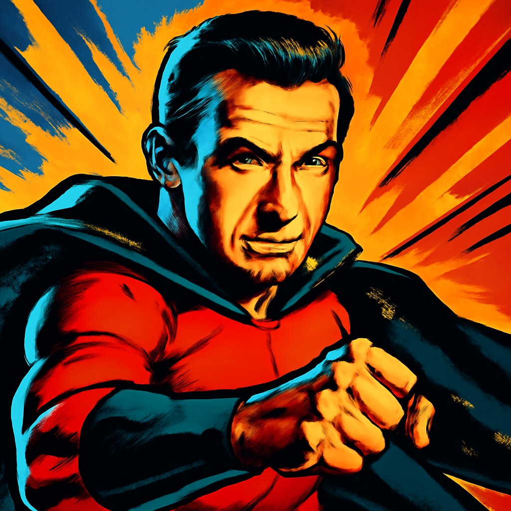 Superhero Comic Portrait Prompt generated result example 3