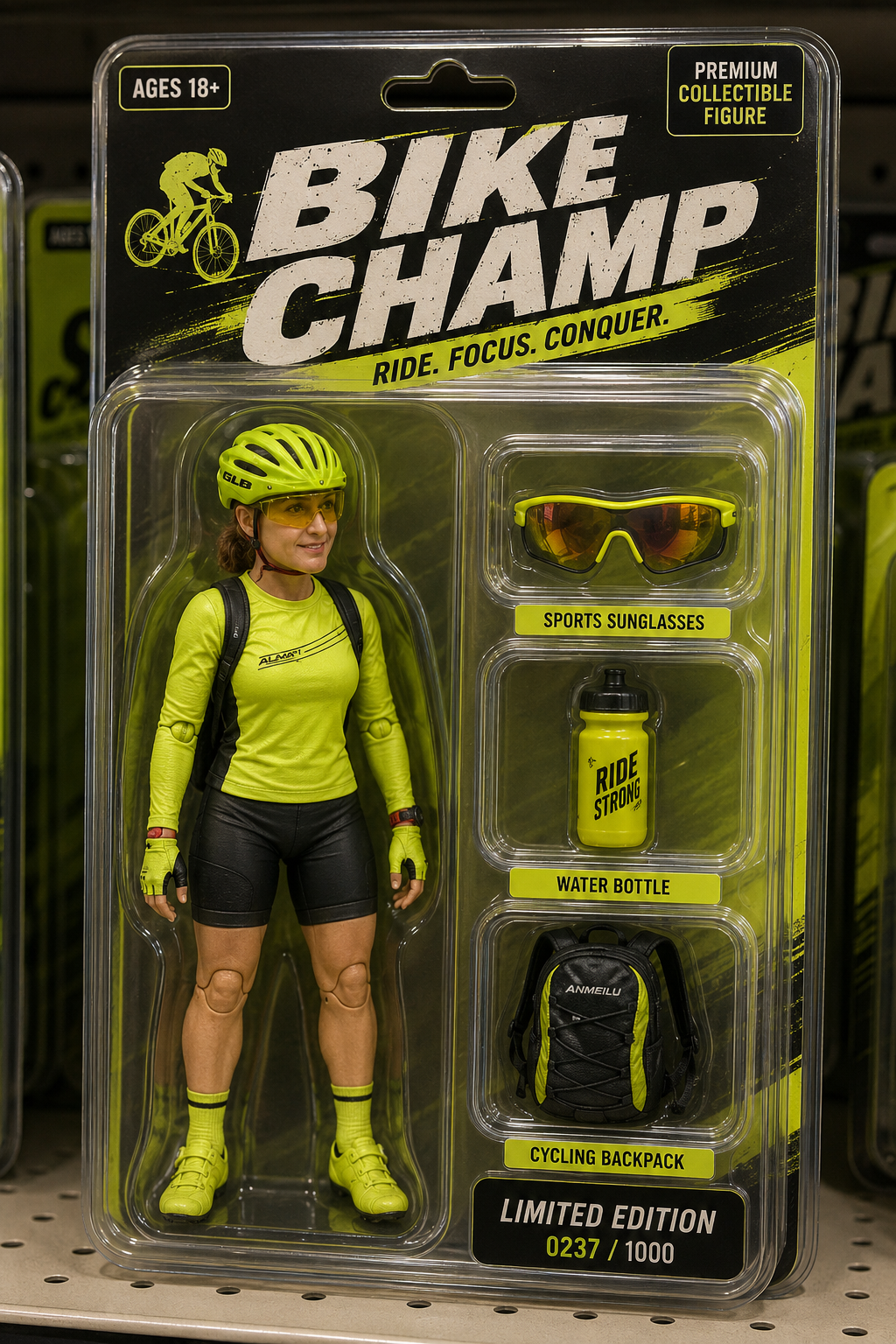 Generated bike champ action figure blister pack